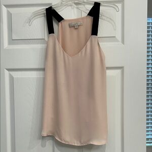 LOFT Blush Pink Cami with Black Velvet Contrast Straps